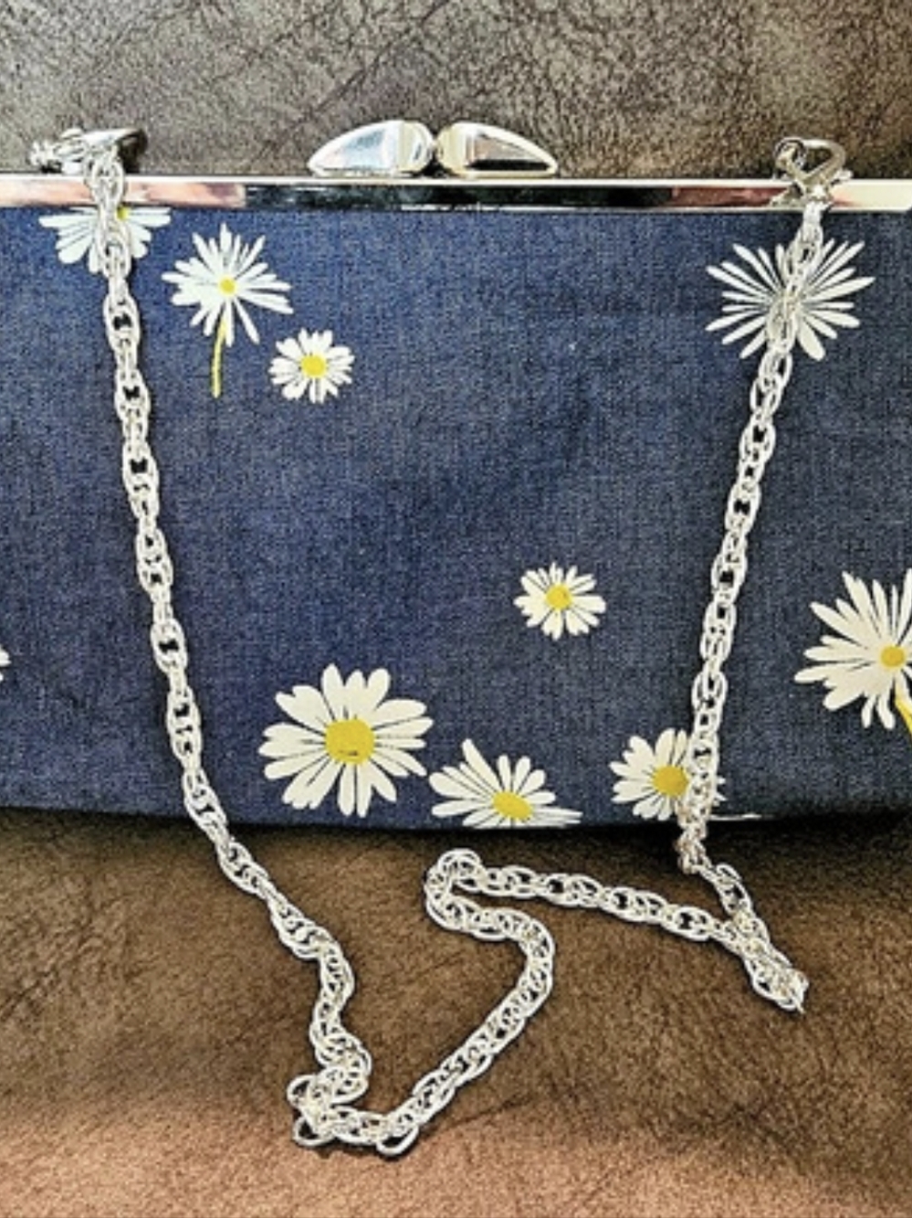 Denim and Daisy Clutch in Blue & White New